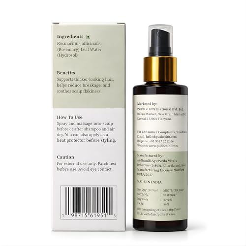 Image of Rosemary Water Hair Spray for Hair Growth & Hair Fall Control | Daily Scalp Refresh Spray for Weak Roots, Dry Scalp & Thinning Hair | Non-Greasy Leave-In Morning Hair Mist | pH Balanced | 200ml