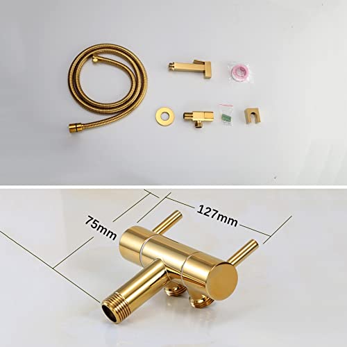 Toilet Bidet Sprayer Hand Held Douche Kit Shiny Gold Bathroom Cleaner Shower Color D E — view 5