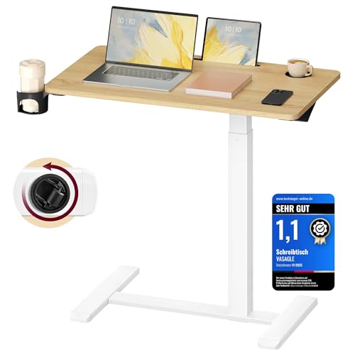 VASAGLE Beistelltisch mit Rollen, mobiler Stehtisch, 80 x 45 cm...