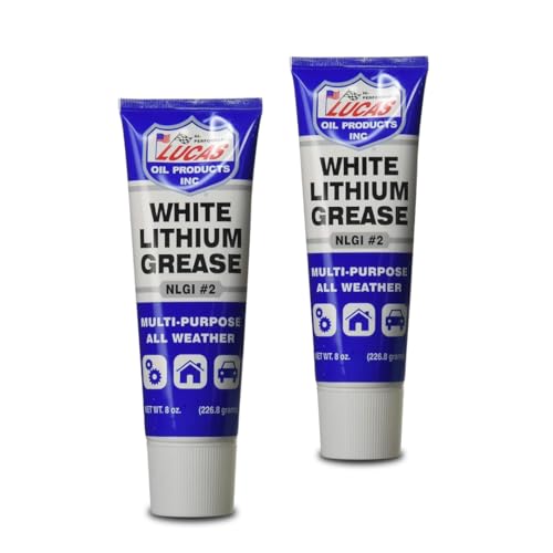 White Lithium Grease 2-Pack (2 x 8 oz Squeeze Tubes / 16 oz Total / 1 lb) Heavy-Duty Waterproof Grease for Automotive Marine Trailer & Home Use