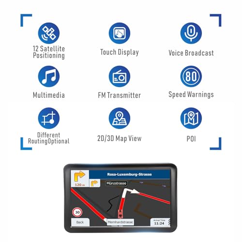 2024 New MAP Car Truck GPS Navigation 9-Inch Display, Improve Truck Routing Voice Guidance, Traffic Alerts,Latest maps, no Data Required,Free Lifetime Updates,Multimedia Entertainment(9\")