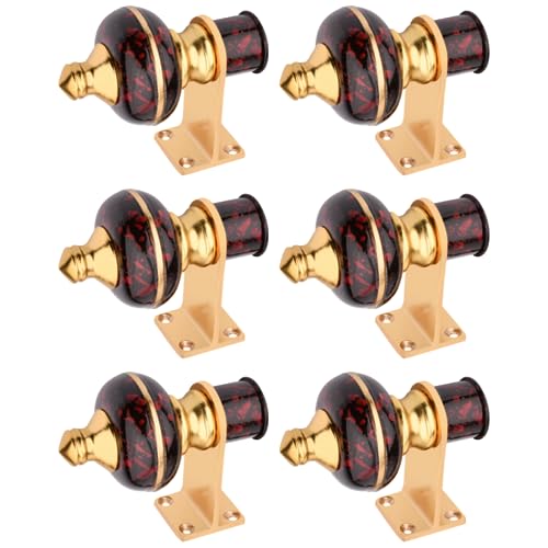 Image of Stylish Curtain Hooks /Curtain Knobs /Rod Rail Bracket for Home Black Cherry Marble Finish (6P, Black Cherry Marble Gold)