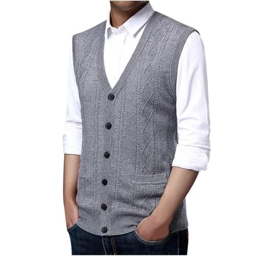 Muscularfit Oversized Sweater Vest Button Up Plain Cable Knit Sweater Vest V Neck Causal Relaxed Fit Sleeveless Pullovers Top4