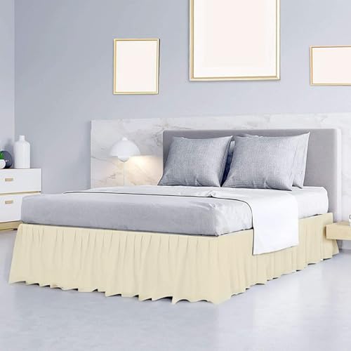 Cache-sommier Queen Size beige de style hôtelier luxe en tissu résistant