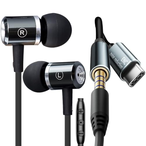 BACKWIN Kabel kopfhörer mit Call Noise-Canceling – Stereo-Bass, klarer Anruf & geräuschfrei, geräuschisolierende In-Ear-Wired Headphones, Kabel In Ohr Ohrhörer mit ENC-Lärmreduzierung-Mikrofon