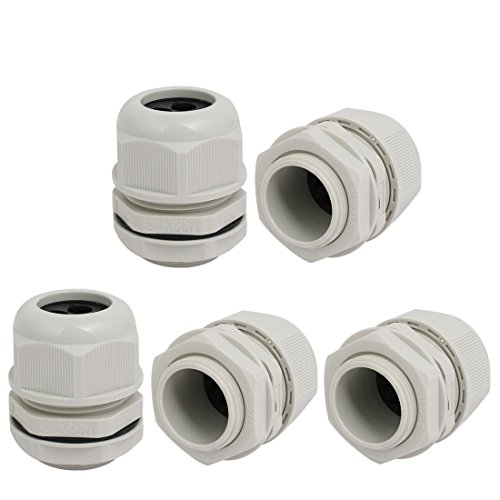 Aexit M32x1.5mm 7mm-9mm Transmission Range Nylon 2 Holes Adjustable Cables Gland Joint Gray 5pcs