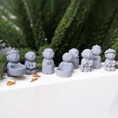 Image of Buddha Statues with Candle Holder Zen Monk Candle Holder Zen Monk Buddha Statue Praying Sculptures Ornament for Wealth Good Luck Feng Shui Decor Home Office Car Decoration