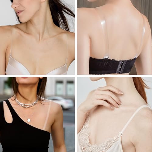 4 Pairs Clear Bra Straps for Women Invisible Bra Straps Adjustable Clear Straps for Bra, Non-Slip Invisible Shoulder Strap3