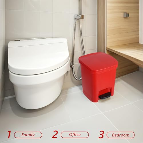 Caneca de basura rectangular con pedal 10L color rojo miniatura 5