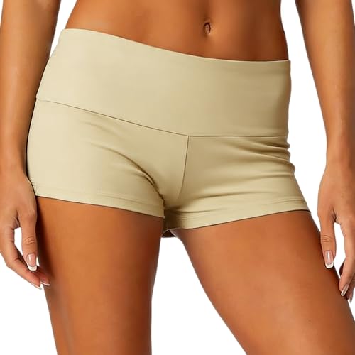 Image of KMBANGI Womens Fold Over Shorts Elastic Waist Y2k Lounge Shorts Foldover Cute Pajama Micro Bottoms Mini Shorts Sleepwear