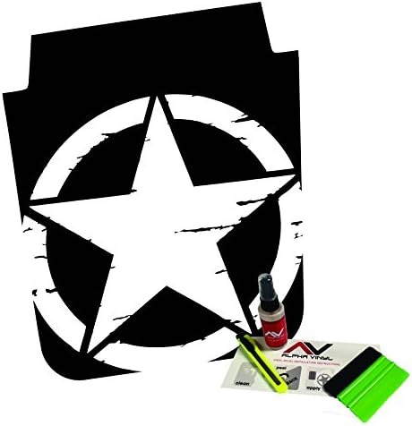 Distressed Star Hood Blackout Freedom Star Matte Black w/Install kit Fits: Wrangler Jk 2007-2018