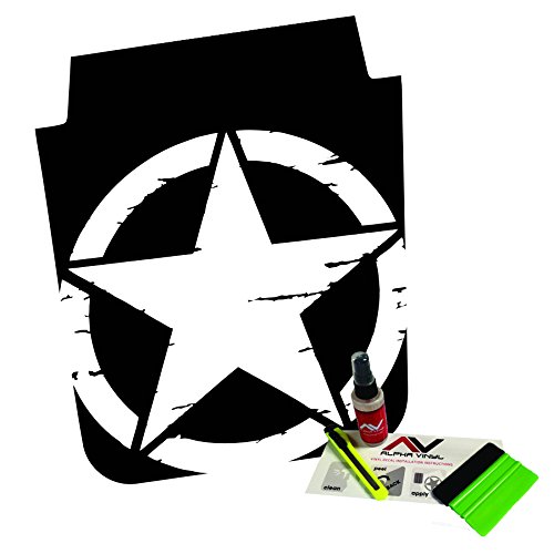 Distressed Star Hood Blackout Freedom Star Matte Black W/Install Kit Fits: Wrangler Jk 2007-2018 #TOP2