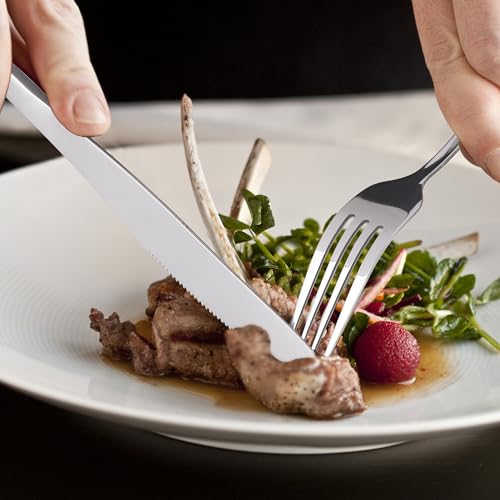 KitchenBoss Besteck Set Cutlery Set: 4 Personen Besteckset，Edelstahl Besteck，Essbesteck 20 Teilig Spülmaschinenfest Silber