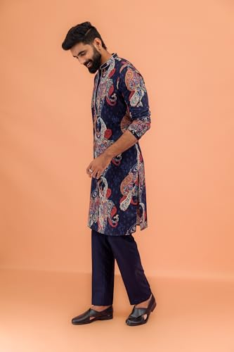 Image of Kisah Men's Cotton Blend Printed Kurta Set Regular Fit | Ethnic, Traditional & Occasion Wear