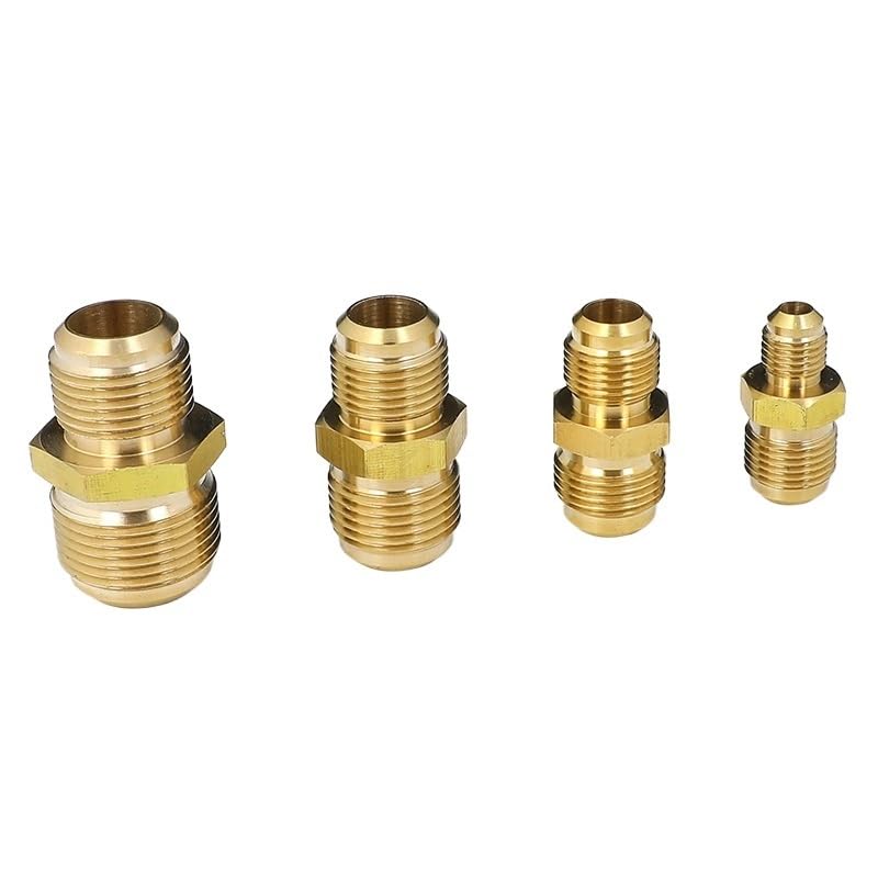 Equal Reducer Nipple Flare Tube OD 1/4" 5/16" 3/8" 1/2" 5/8" 3/4" 7/8" SAE-Standard Brass Pipe Fitting Connector Air Coniditoner(1l2 to 1l2 SAE)