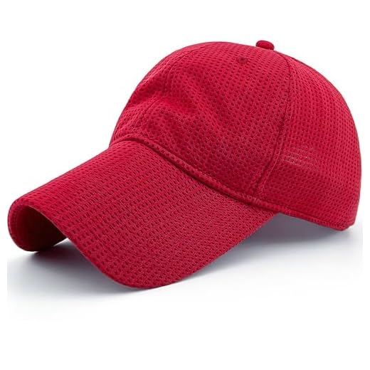 Masktide Oversize XXL Mens Full Mesh Long Bill Breathable Baseball Caps Running Womens Quick Dry Outdoor Sports Golf Hats, Red, XL-XXL