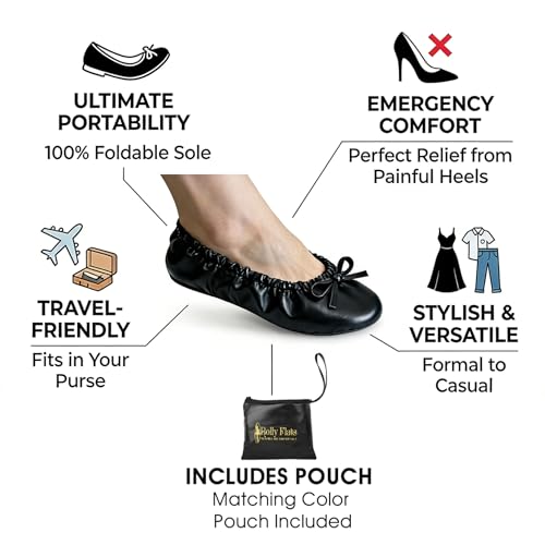 Image of Women's Foldable Ballet Flats - Portable Flat Shoes for Travel and Wedding that Fit in Your Purse