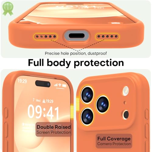 Image of LOVE 3000 Designed for iPhone 17 Pro Max Case, Premium Silicone [Compatible with Magsafe][Soft Anti-Scratch Microfiber Lining] Shockproof Protective Phone Case for Men Women 6.9 inch, Bright Orange