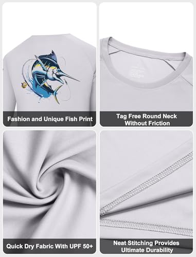 2 Pack Fishing Shirts for Men Long Sleeve UPF 50+ Sun Protection Shirt Moisture Wicking Rash Guard T-Shirt3
