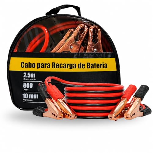 Cabo de Bateria 10mm Chupeta Automotivo 800 Amperes Cabo de 2,5 Metros Garras Em Aço Cobreado Fio com Bolsa de Transporte Carro Moto e Caminhão cabo de transferência de energia