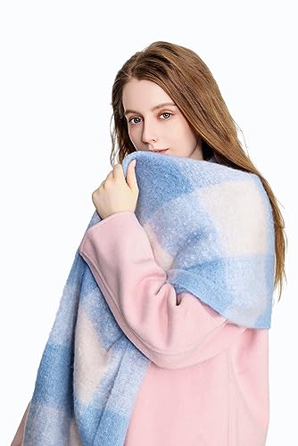 Yatemiole Women's Cashmere Big Coloured Checked Scarf Winter Warm Wrap Scarf4