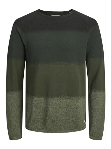 Jack & Jones Jjehill Knit Crew Neck Noos, Suéter Hombre, Combined Green Detail Gradient, M