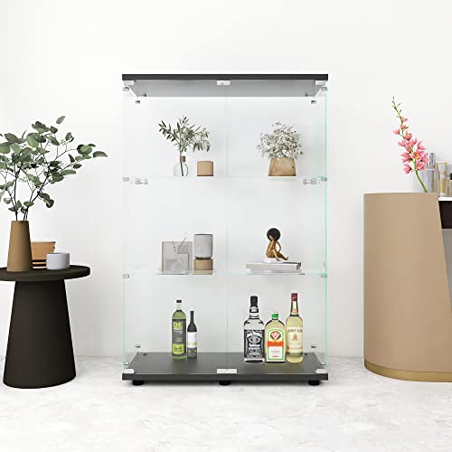 Unihooni 3-Shelf Glass Display Cabinet, Tempered Glass Display Case With 2 Doors, Floor Standing Curio Cabinets Bookshelf, Glass Showcase For Action Figures/Model/Toys/Collections, 50” Tall Cabinet #TOP2