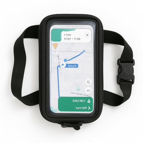 Image of Universal Mobile Holder /Stand /Mount Pouch for Hero Electric Scooter | Waterproof Handlebar Phone Holder Bag | Fits up to 7 Inch Mobile | Bike & Scooty Mobile Mount Case | Black