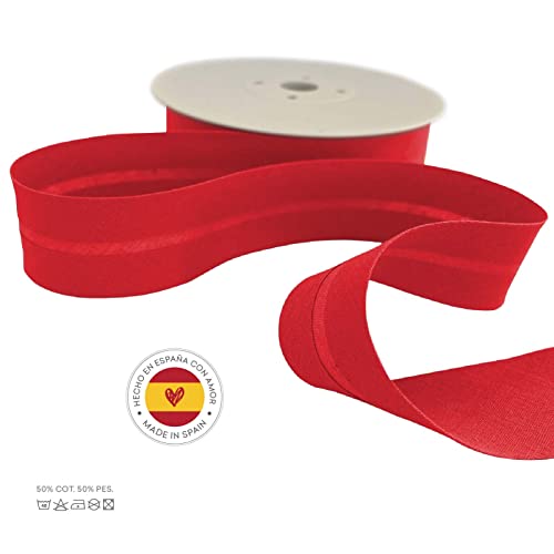 TEXTEX = 30mm Wide Bias Binding Tape. 50% Cotton and 50% Polyester. 10m Piece - (Ferrari Red) - Image 4