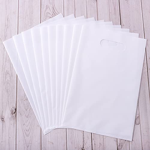 Ysmile Small Merchandise Bag For Small Business Clear Plastic Shopping Bag Store Retail Bag Die Cut Poly Bag With Handle Goodie 100 Ct 5.9"X7.8" - White #TOP2