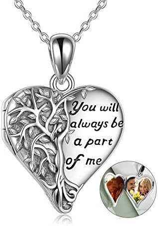 YFN Locket Necklace That Holds Pictures Sterling Silver Tree of Life Locket Necklace Tree of Life Pendant Jewelry Gifts for Women