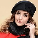 Ocio Deportivo al Aire Libre Boina Invierno Boinas Invierno Boina Fieltro Invierno Floral Mujer Boina Fieltro Beanie Fedora Sombrero Beanie Flor Invierno Regalo del Día la Madre