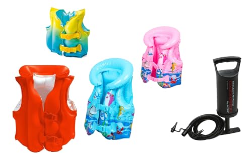 Image of Inflatable Kids Swimming Floatation Vest with Air Pump Adjustable Swim Vest for Boys & Girls | Pool, Beach & Water Play Safety Jacket