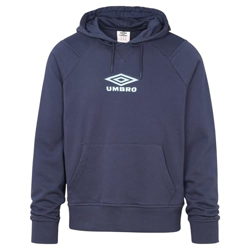 Umbro Men's Iconic Long Sleeve Hoodie Sweatshirt à Capuche, Bleu Marine/Bleu Vista, M Homme