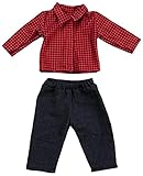 GIVBRO Puppenkleidung für 46 cm/18 Zoll American Doll Outfits – Hemd Hose Kostüm Zubehör für Mädchen Geburtstagsgeschenk (rot)