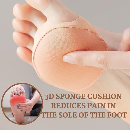 Image of Toe Cover with Padding Toe Topper Liner Cushions Socks Non-Skid Bottom | Ball of Foot Pain Relief Cushions Peep Toe Sandals for Women Stays in Place Toe Separators Bunion Corrector Cushion