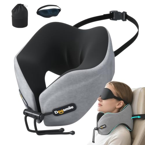 Image of Patented Head-Bobble-preventing Ergonomic Travel Neck Pillow Combo Gray