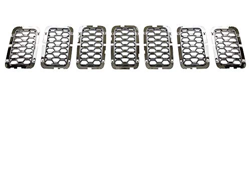 Latest Honeycomb Chrome Front Grill Inserts Compatible With Jeep Grand Cherokee 2017-2021 7Pc Silver #TOP1