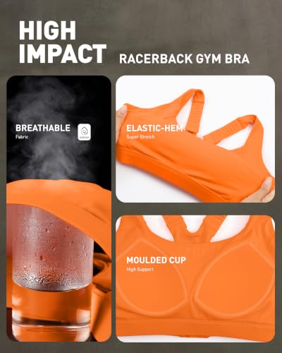Image of RUNNING GIRL Sports Bras for Women High Support, Adjustable Straps High Impact Racerback Bra with Hook Closure Molded Cup