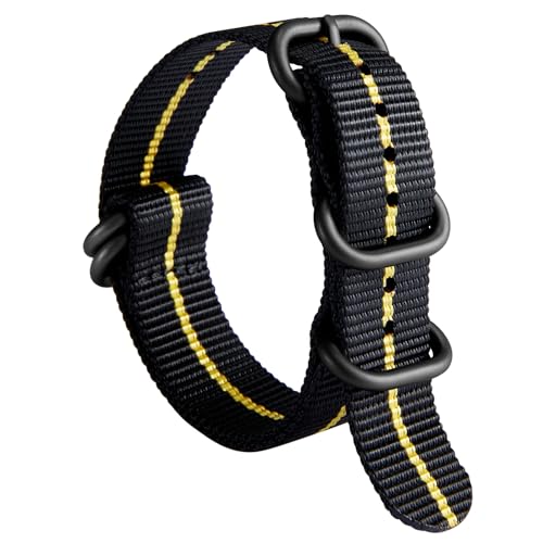 Image of BINLUN Premium Ballistic Nylon Watch Strap, Heavy Duty 5-Ring Replacement Watch Band with Stainless Steel Buckle, Comfortable Sport Band for Men Women, Fits 18-24mm