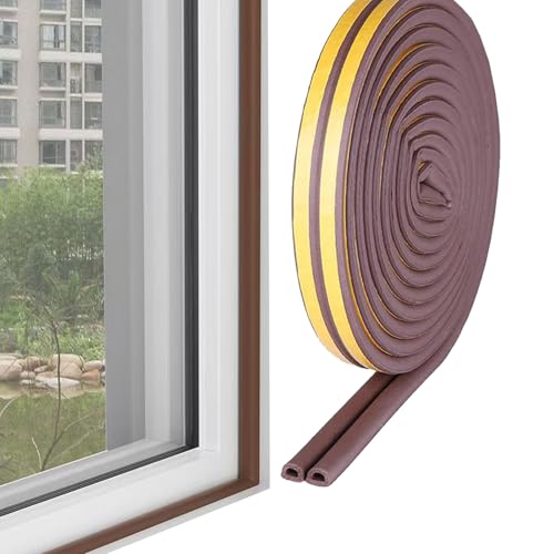 隙間テープ すきま風防止テープ 防音パッキン すきまテープ 隙間パッキン ドア D型 厚さ6mm×幅9mm×長さ6m シールテープ 騒音軽減 気密性UP 幅調整可能 取付簡単 防音 花粉防止 防風 防虫 茶色