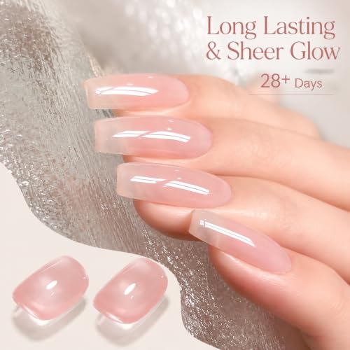 Image of AZUREBEAUTY 18ML Nude Pink Gel Nail Polish | Sheer Translucent Natural Jelly Color Soak Off UV /LED Nail Lamp French Nail Art Gifts for Women