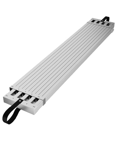 Image of Aluminum Work Plank, 9-15ft Telescoping Plank, 440lbs Capacity Aluminum Extension Boards, Scaffolding Plank with Skid-Proof Platform Scaffold Ladder Accessory
