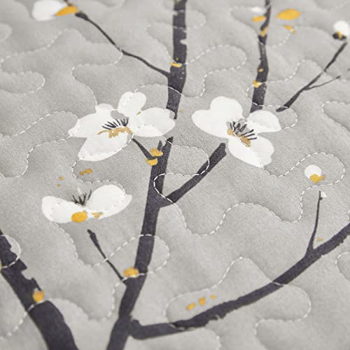 Uozzi Bedding 3 Piece Reversible Quilt Set Gray Branch King Size 102X88 Soft Microfiber Lightweight Coverlet Bedspread Summer Comforter Set Bed Cover For All Season (1 Quilt+ 2 Shams) #TOP6