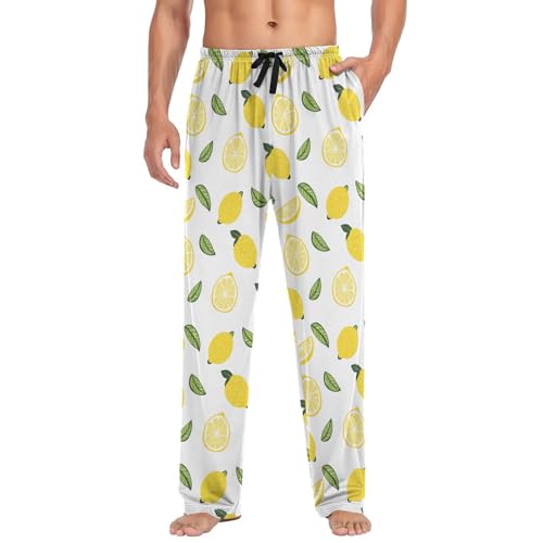 Laprad Men's Pajama Pants Lounge Comfy Pjs Bottoms Lemon Soft Sleep Pant with Pockets