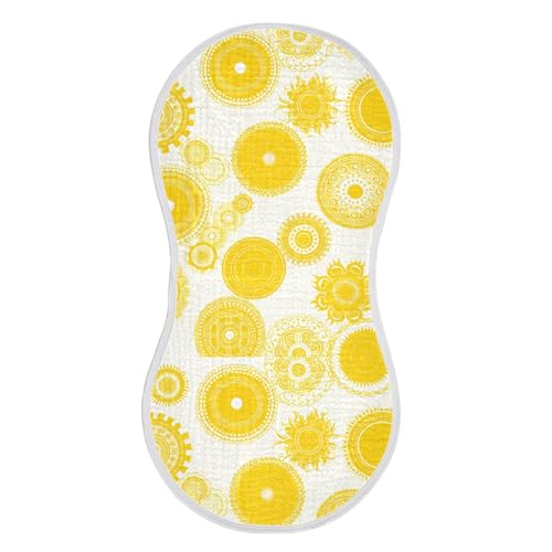 xigua Yellow Sun Muslin Baby Burp Cloths Set of 2, Super Soft & Absorbent Burping Rags, Cotton Burp Clothes Shower Gift for Newborn, Baby Girls and Boys