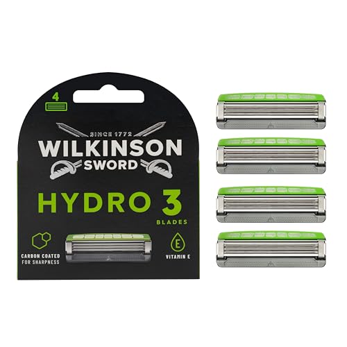 Wilkinson Sword - Hydro 3 Rasierer für Männer, 4 Ersatzklingen, Feuchtigkeitsspendende Gel-Pools