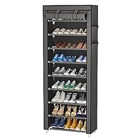 Calmootey 9 Tier Shoe Rack Organizer,Portable Shoe Shelf with Nonwoven Fabric Cover for Closet Hallway,Bedroom,Entryway,Grey