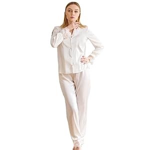 Zomer licht abrikozen kant stikken pyjama’s dames zijde satijnen homewear chenghuax (Color : Light apricot, Size : L)