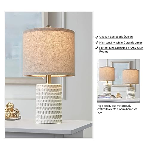 PORTRES 18.25" Modern Accent Ceramic Table Lamp Set of 2 for Bedroom White Desk Decor Bedside Lamps for Living Room Study Room Office Dorm Farmhouse Nightstand Lamp End Table Lamps - Image 7